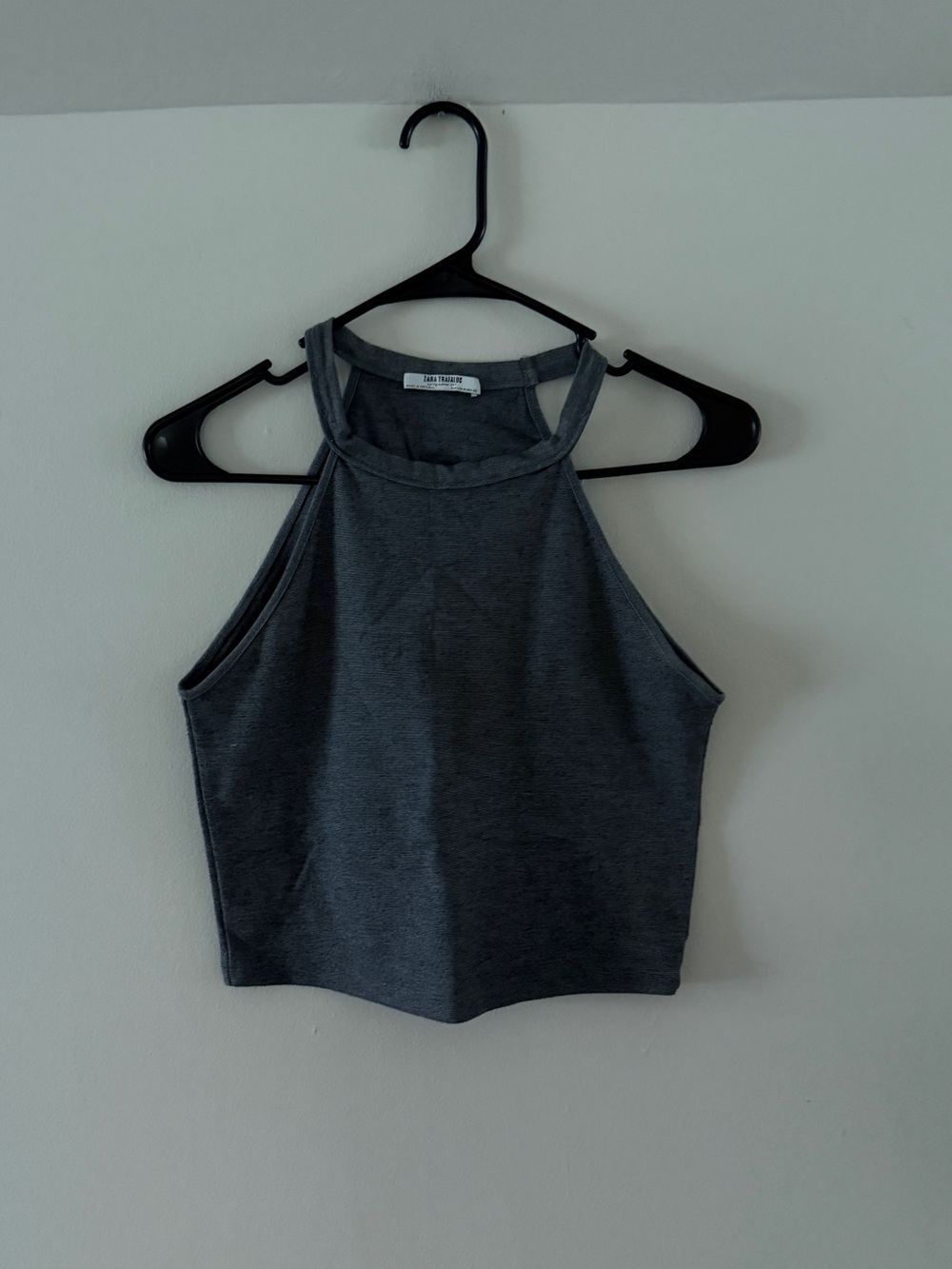 Zara Charcoal Halter Crop Tank